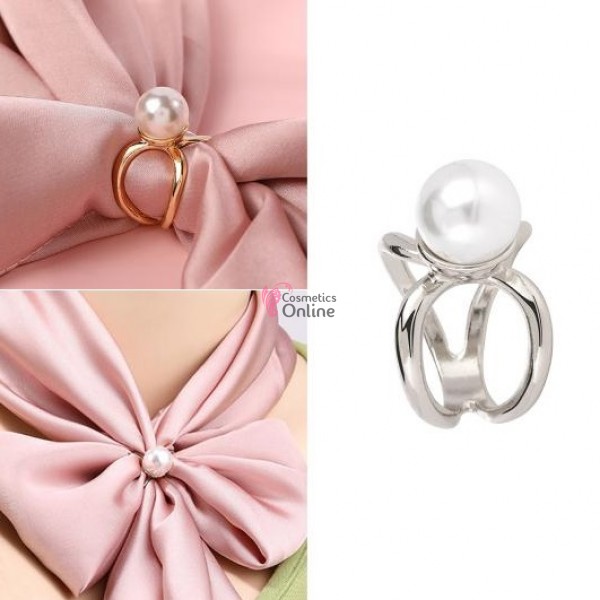 Inel elegant pentru esarfa din metal cu cristal Cod PIMS005BB Argintiu